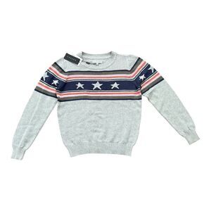 Chaser Stars & Stripes Knit Sweater Heather Gray Women’s Large NWT